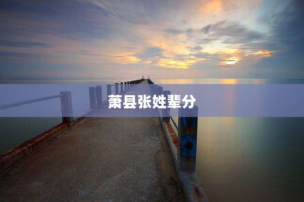 萧县张姓辈分