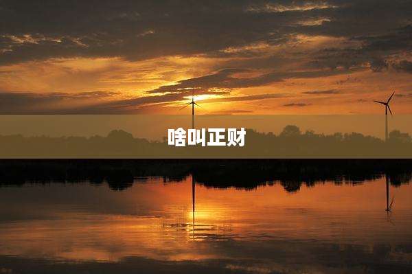 啥叫正财