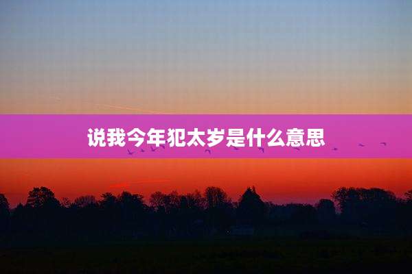 说我今年犯太岁是什么意思