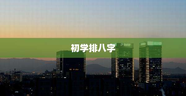 初学排八字