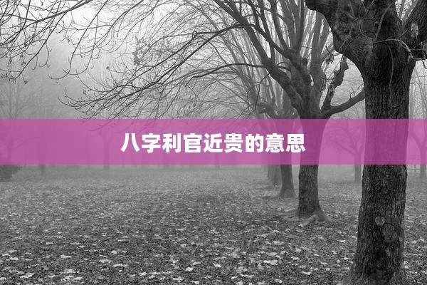 八字利官近贵的意思