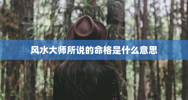 风水大师所说的命格是什么意思