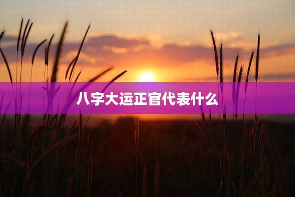 八字大运正官代表什么
