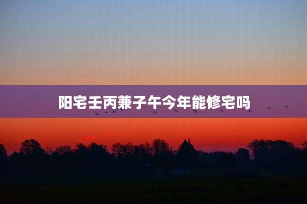 阳宅壬丙兼子午今年能修宅吗