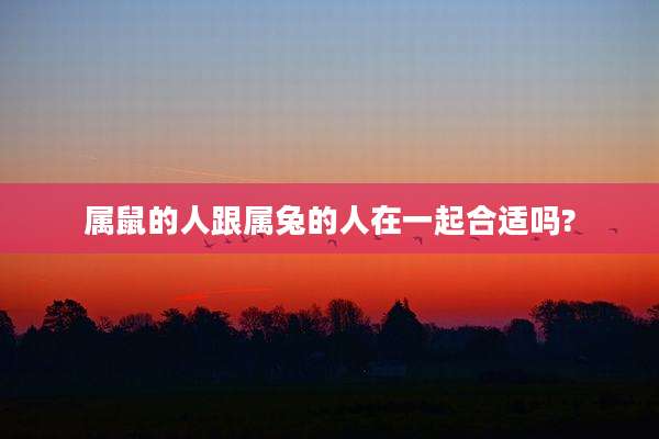 属鼠的人跟属兔的人在一起合适吗?